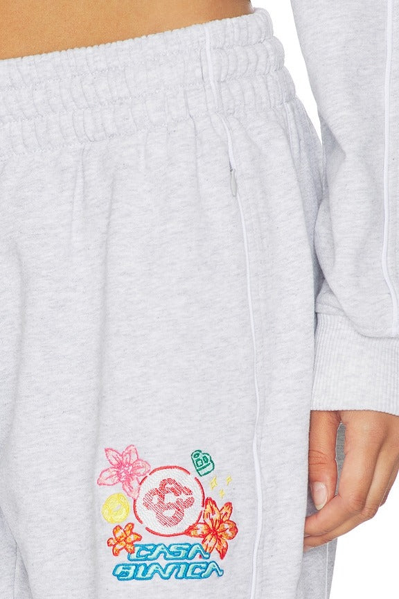 Embroidered Pant in Grey Marle
