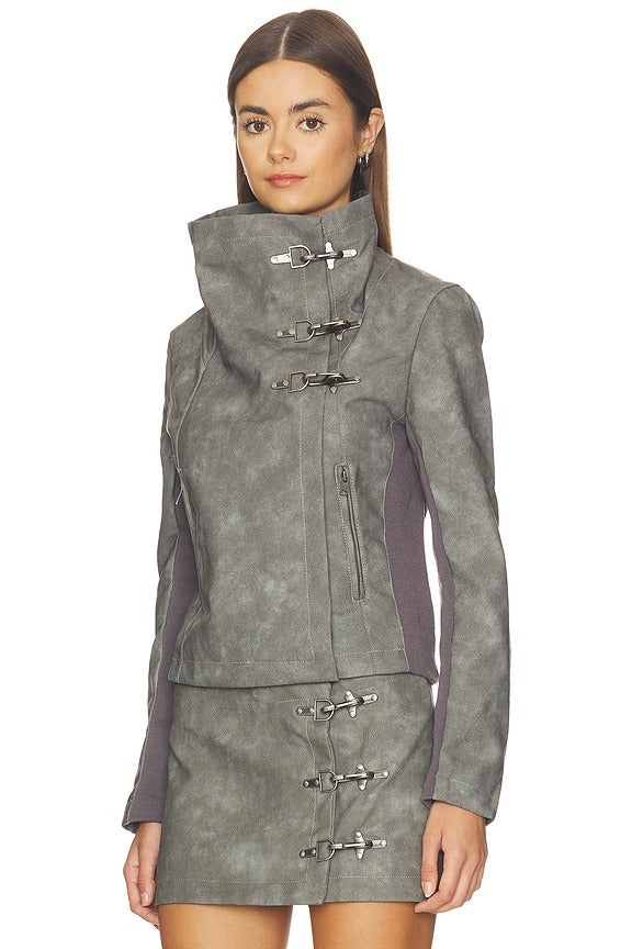 Funnel Neck Jacket in Grey