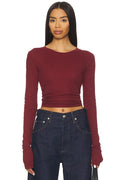 Long Sleeve Thermal Tee in Merlot