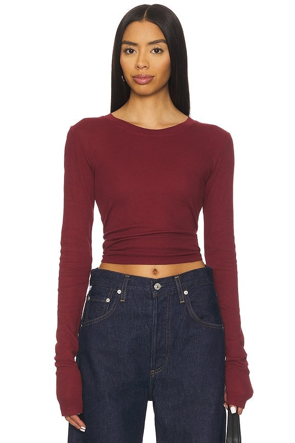 Long Sleeve Thermal Tee in Merlot