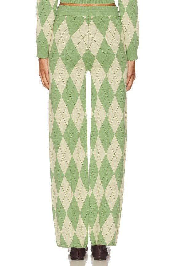 Argyle Lounge Pant in Matcha