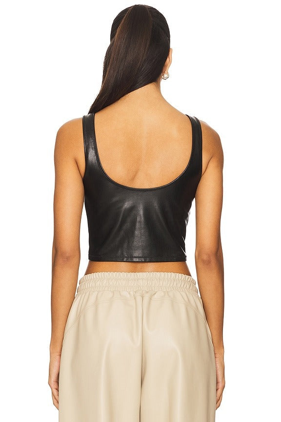 Leather Tank Top in Black