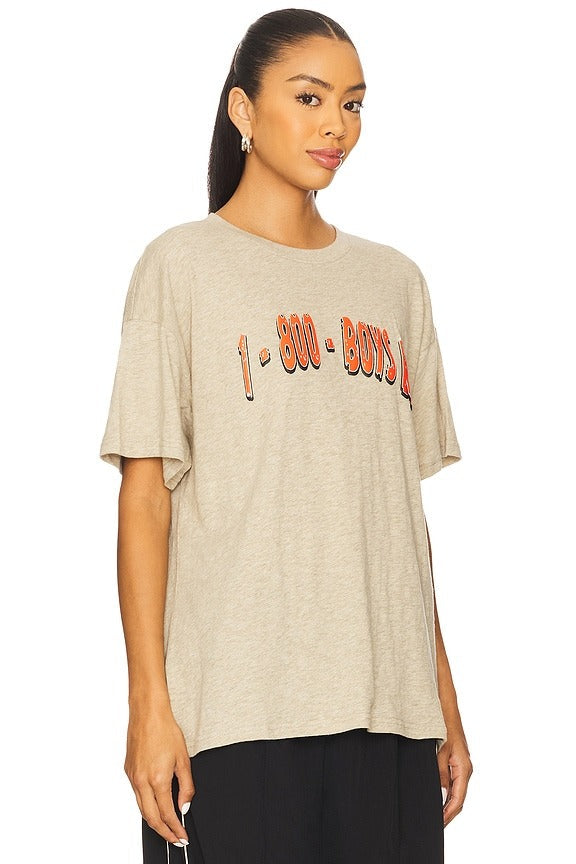 1-800-manhunt Heather Bf Tshirt in Tan