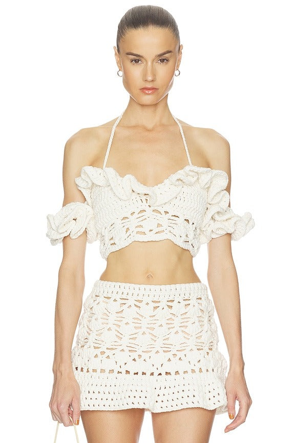 Mabel Ruffle Top in Milk