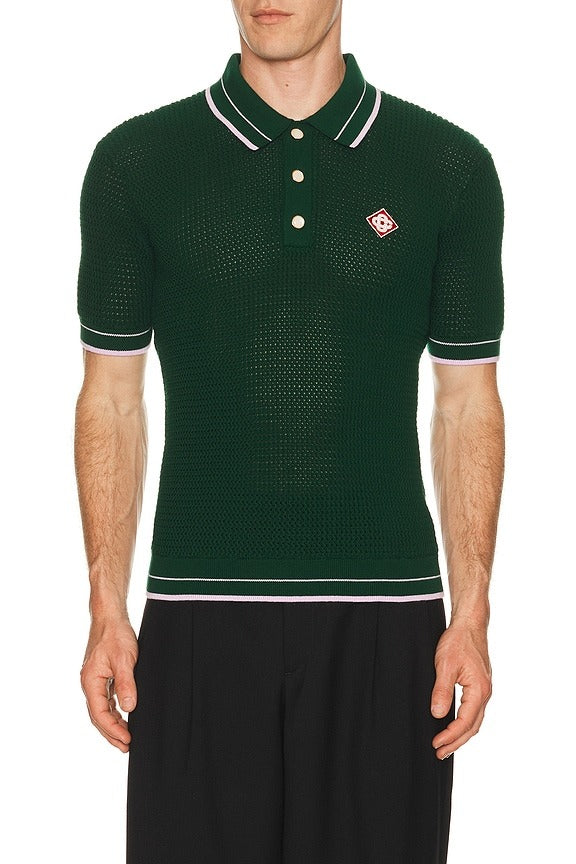 Mock Mini Crochet Polo in Green