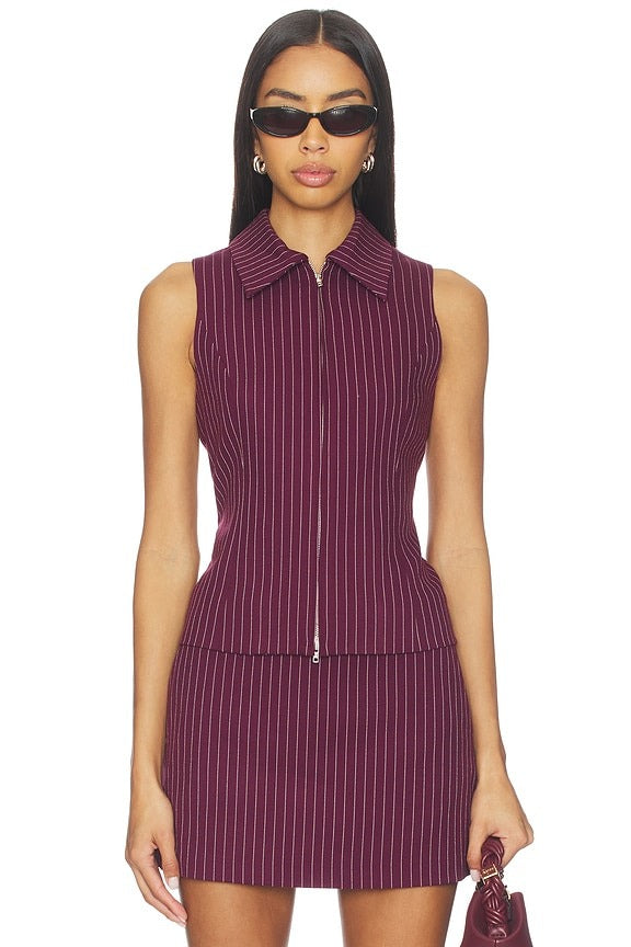 Kaia Vest in Merlot Stripe