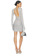 Jones Mini Dress in Silver Glitter