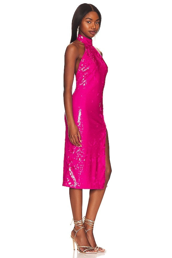 Malia Midi Dress in Hot Pink