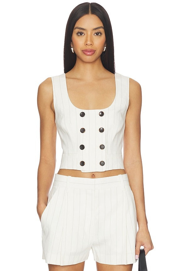 Darcy Top in Pearl & Brown