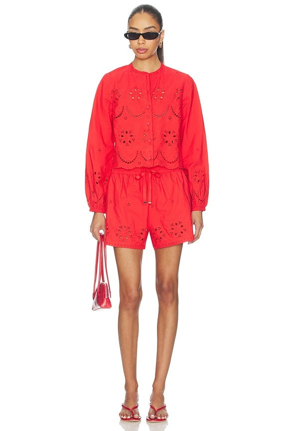 Kalena Cotton Blouse in Candy Apple