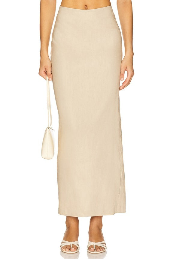 Delanie Midi Skirt in Beige