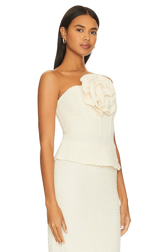 Romola Strapless Top in Cannoli Cream