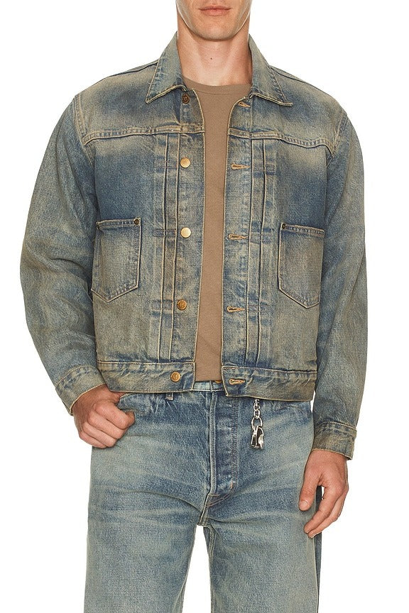 1 4.75oz Denim Trucker Jacket in Washed Indigo