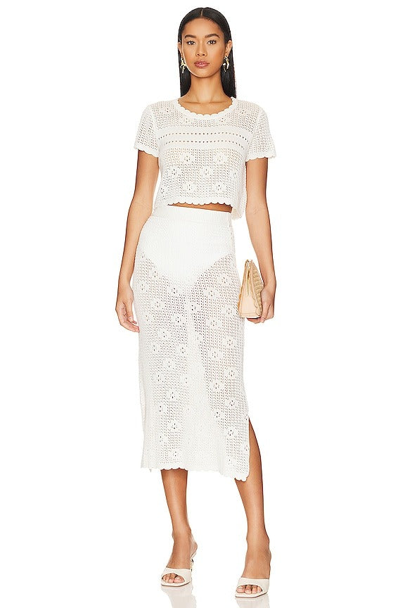 Camila Midi Skirt in White