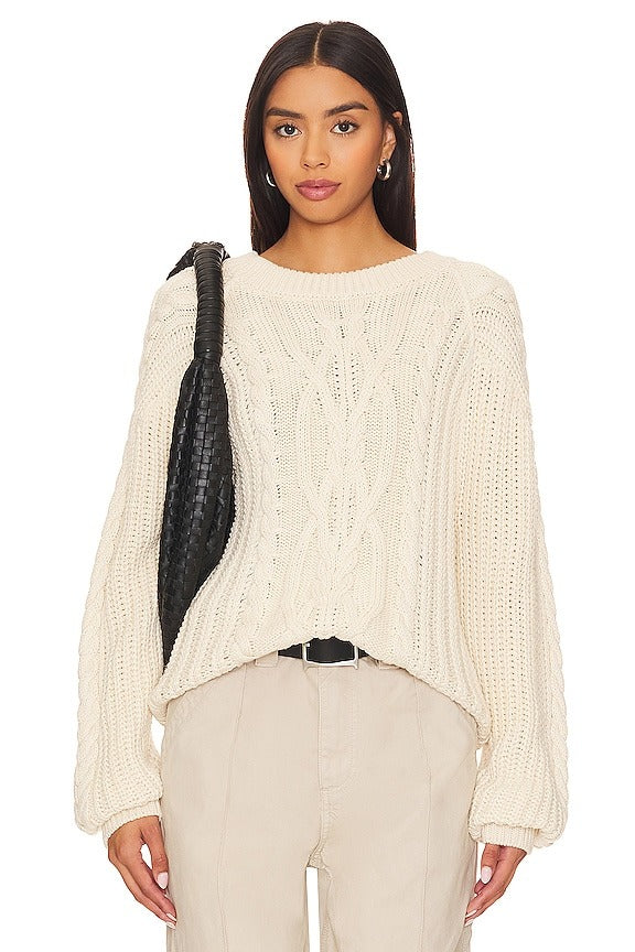 Frankie Cable Sweater in Ivory