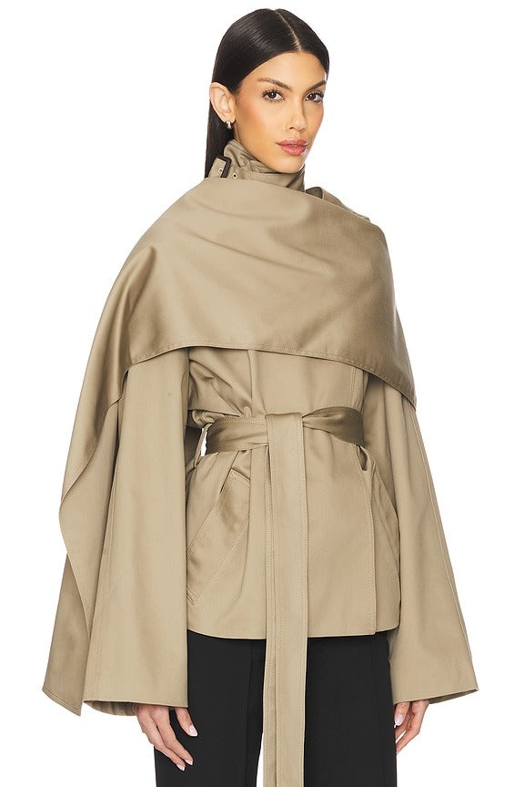Yuna Crop Trench in Khaki Greige