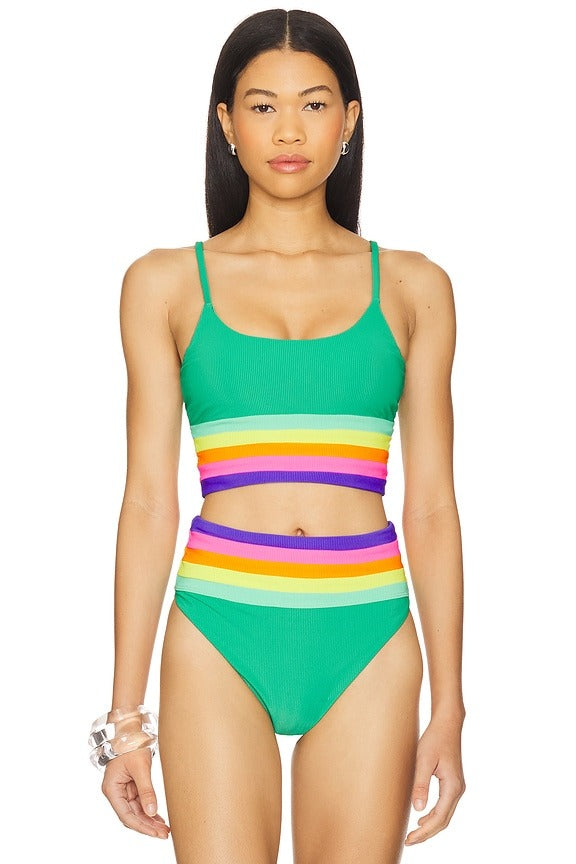 Mae Bikini Top in Technicolor Colorblock