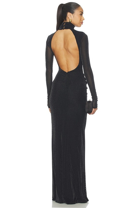 Lucille Gown in Metallic Black