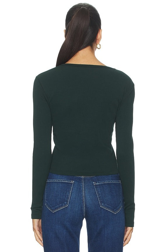 Crewneck Long Sleeve Tee in Mossy Green