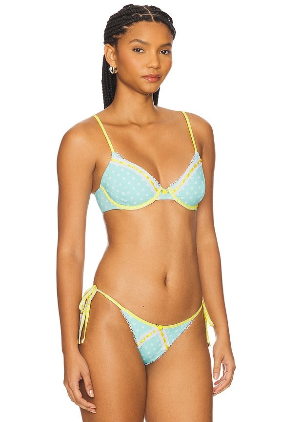Daisy Balconette Bikini Top in Frozen Daisy Dot