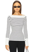Anya Top in Off White & Dark Sapphire
