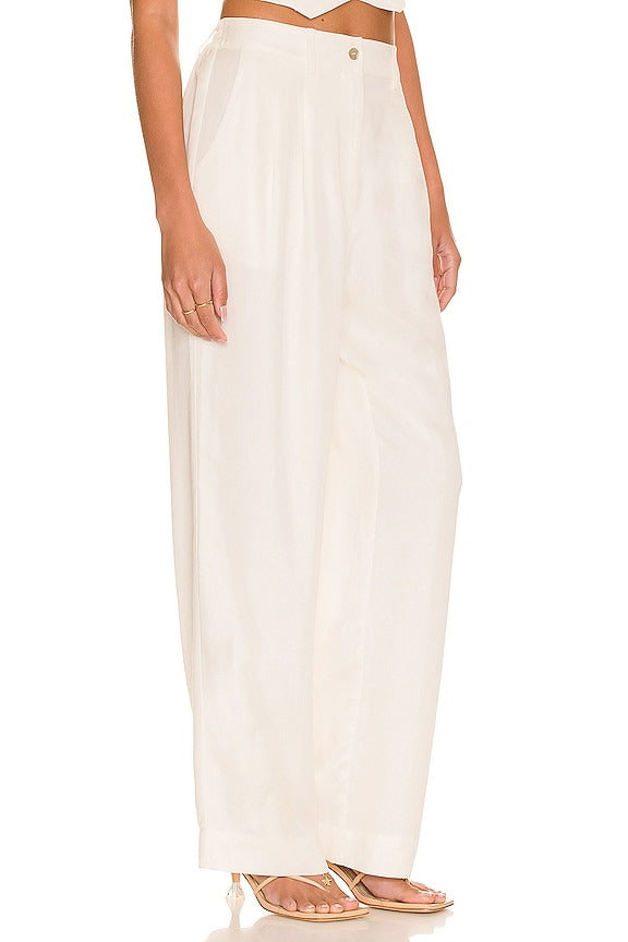 Pleated Trouser in Creme