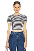 Ava Top in Navy & Ivory Stripe