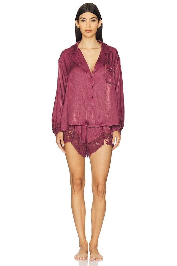 x Intimately FP Midnight Muse Sleep Shirt In Renaissance Rose
