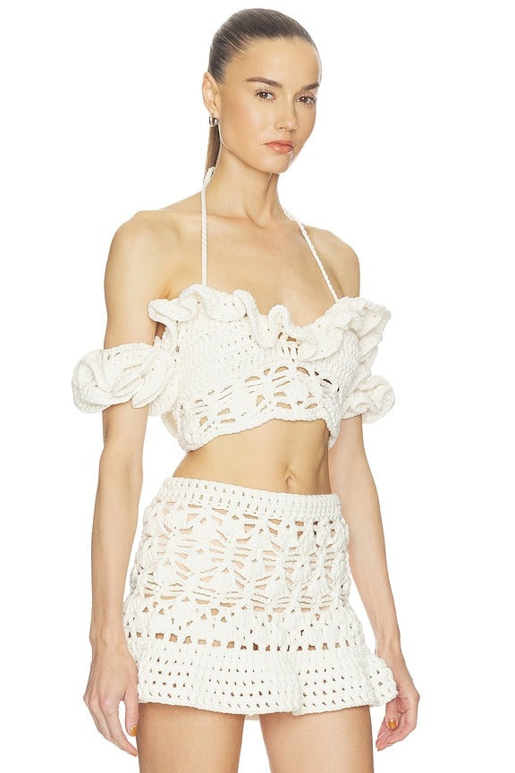 Mabel Ruffle Top in Milk