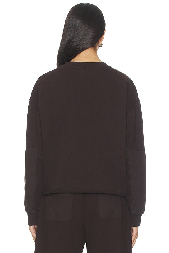 Jamie Patch Crew Sweater in Chocolate