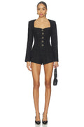 Selene Tweed Romper in Black Metallic