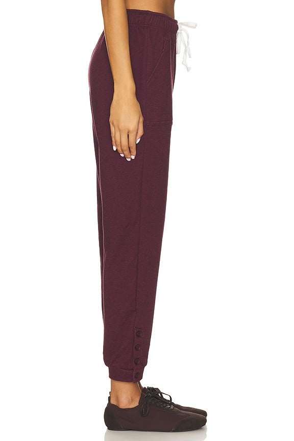 Button Jogger Pant in Port
