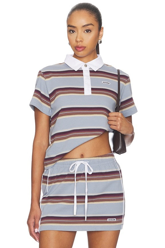 Sott Shrunken Polo in Multi Stripe