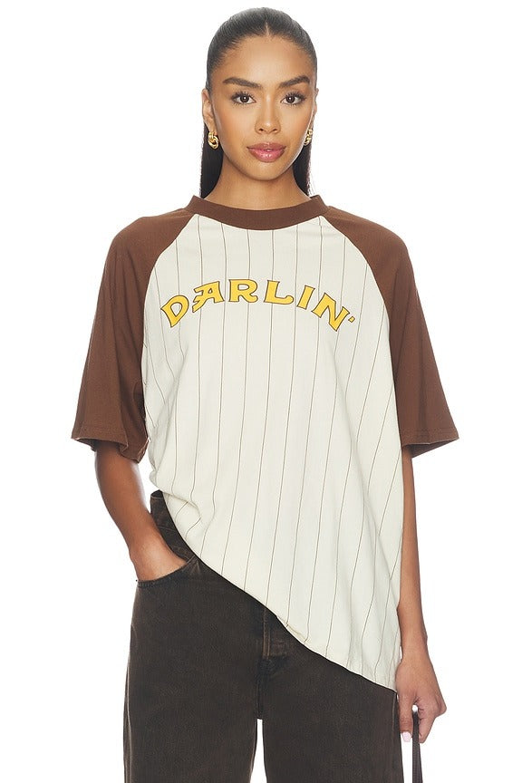 Old Skool Raglan Tee in Vanilla & Hickory