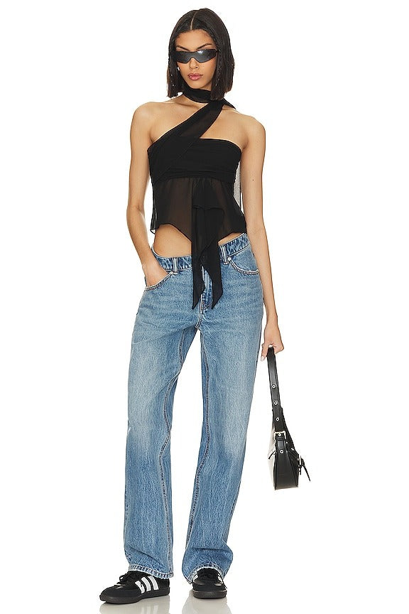Chiffon Wrap Around Top in Black