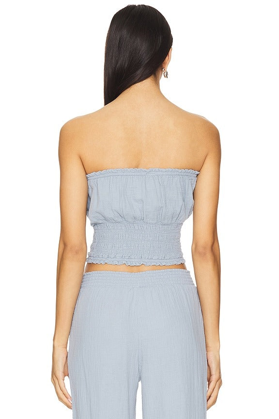 Beach Strapless Top in Water
