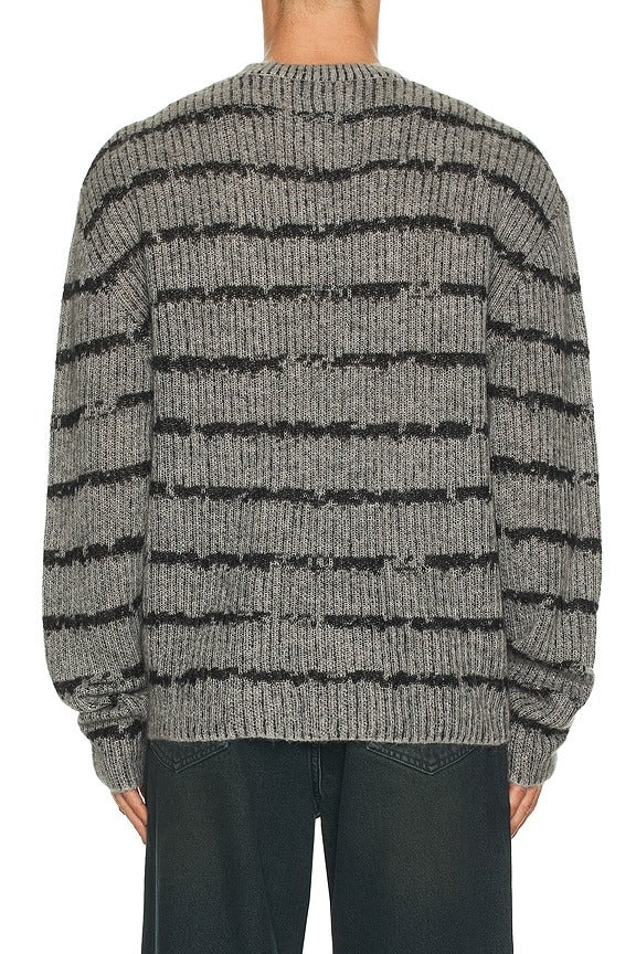 Dissolved Crew Neck Sweater in Grey & Black