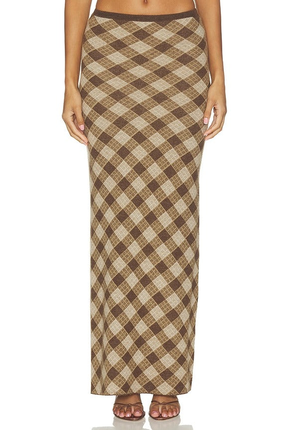 Kae Skirt in Plaid Brown