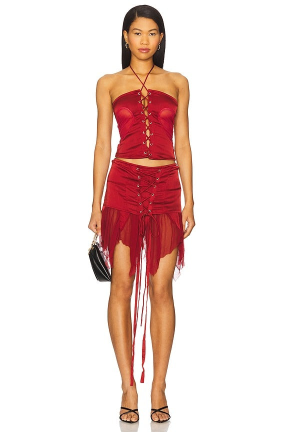 Metamorphosis Mini Skirt in Red