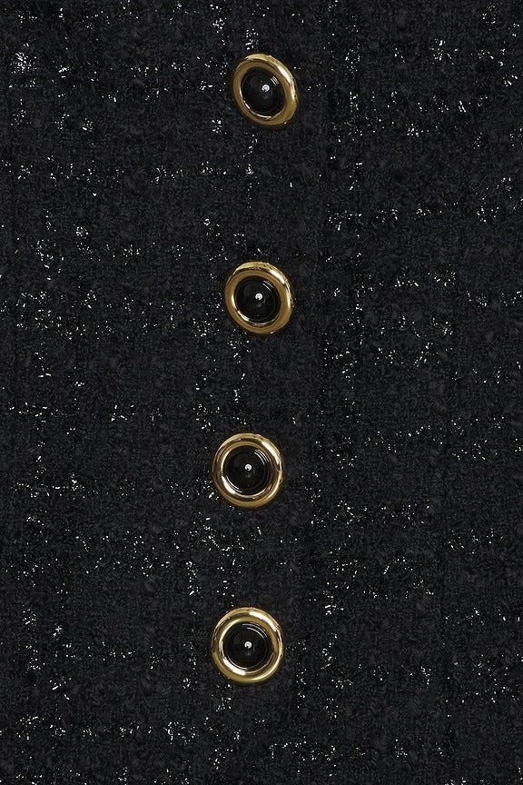 Selene Tweed Romper in Black Metallic