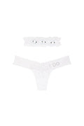 "I Do" Box Set Low Rise Thong And Garter in White