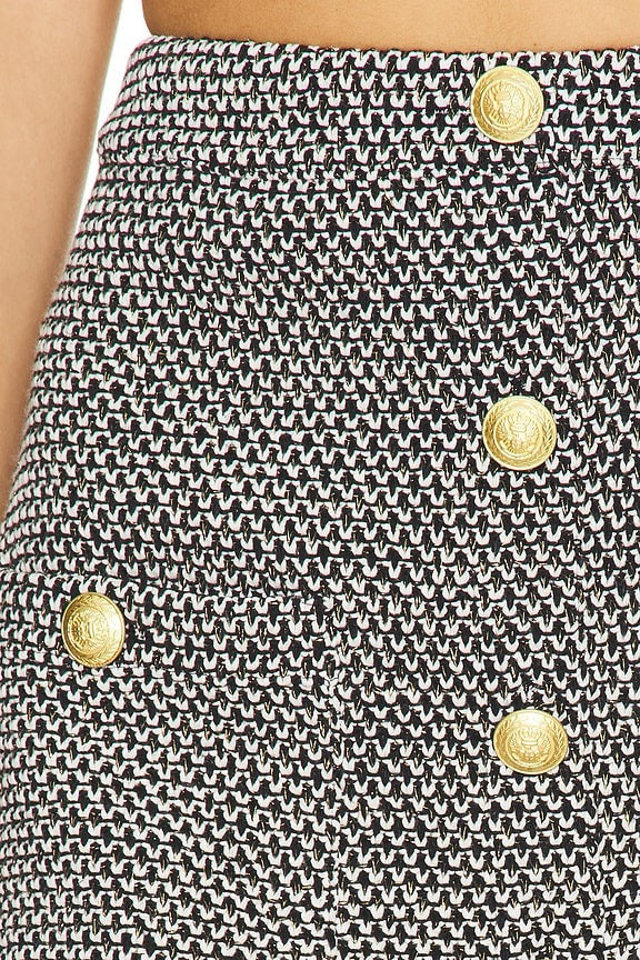 Zander Button Mini Skirt in Black, Ivory & Gold