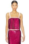 Beverly Top in Magenta Sequin