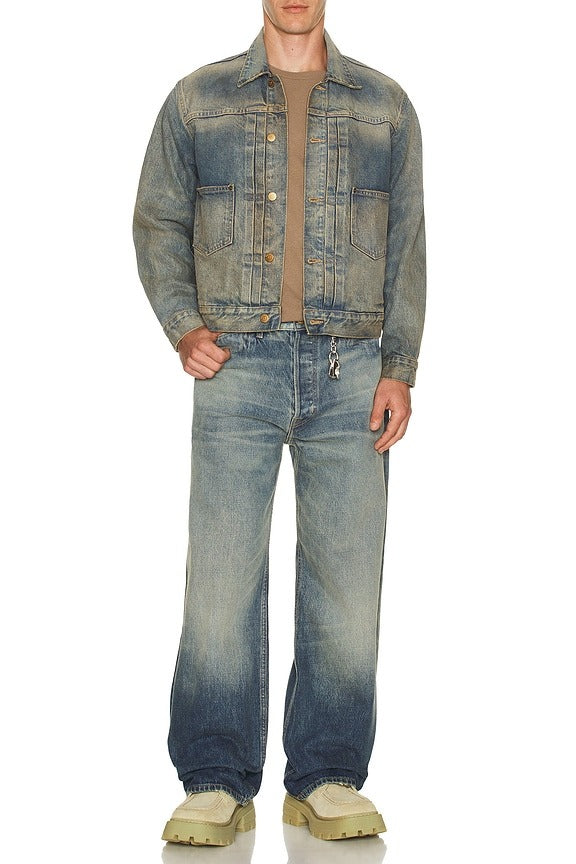 1 4.75oz Denim Trucker Jacket in Washed Indigo
