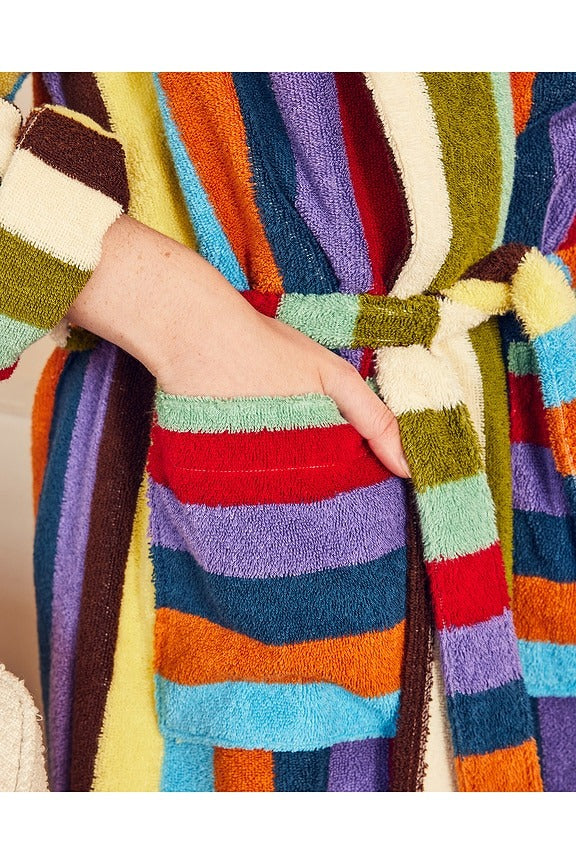 Stripe Bathrobe in Eucalyptus