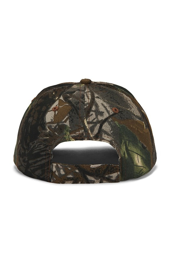 Metal Logo 5-Panel Hat in Real Leaf Camo & White