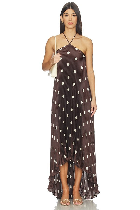 Kiki Maxi in Brown & Ivory Dot