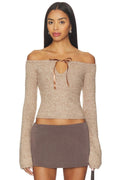 Eve Off Shoulder Top in Camel