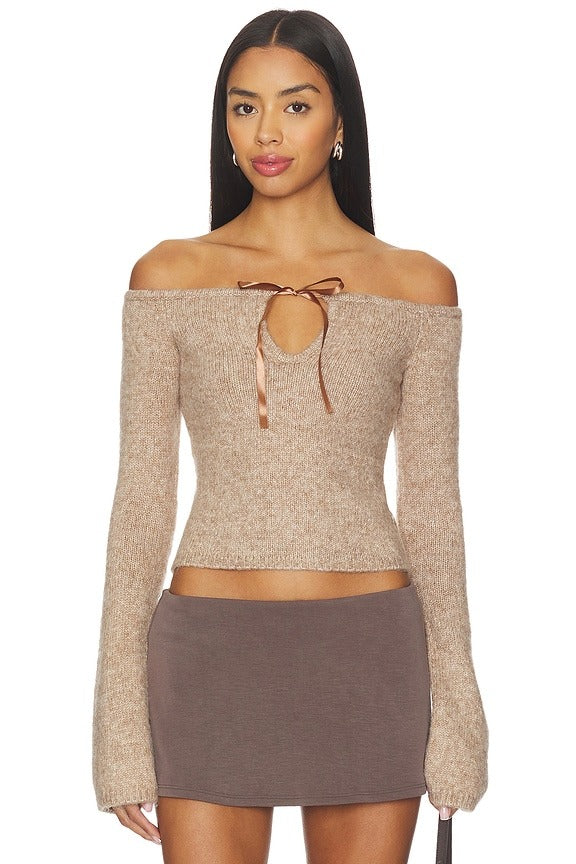 Eve Off Shoulder Top in Camel