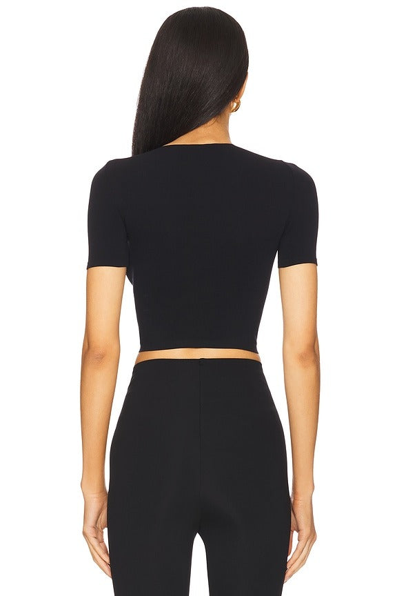 Ballet Body Cropped Crewneck Tee in Black